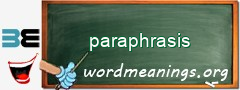 WordMeaning blackboard for paraphrasis